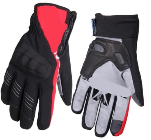 IRYZE Sporthandschuhe Handschuh Winddichte wasserdichte Handschuhe Fahrrad Motorrad Touchscreen Warmfeste Handschuhe Handschuhe Motocross (Color : Rood, Size : M)