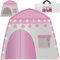 Tente de jeu pliable pour fille avec guirlande lumineuse LED, sol et fenêtre, pour l'intérieur et l'extérieur, rose et blanc KRUZZEL