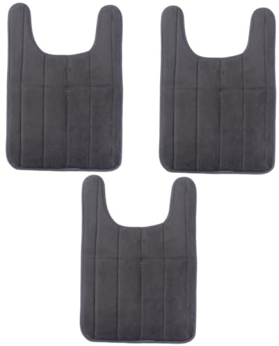 Amosfun 3 Stück 40x60cm Dunkelgrauer Toilettenvorleger - Badezimmer-bodenpolster U-Form Badezimmerzubehör