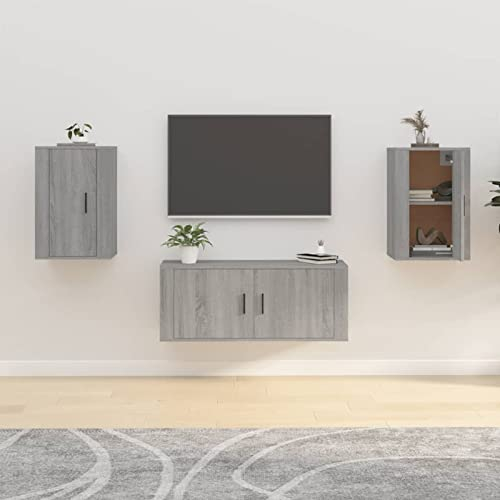 BaraSh TV-Wandschränke 2 STK. TV Board HäNgend TV Unterschrank Wohnwand HäNgend TV Sideboard Wohnzimmer WohnwäNde Grau Sonoma 40x34,5x60 cm