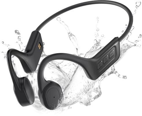 Bone Conduction Headphones,Upgrade IPX8 Waterproof Headphones,Open Ear Wireless Bluetooth 5.3 Running Earphones Built-in 32G Momery for Workout,Hiking,Diving,Cycling (Black2)