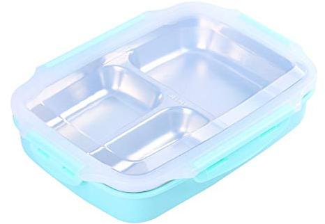 ZUOZUIYQ Fiambrera de acero inoxidable Fiambrera portátil Bento Box Contenedores de alimentos para microondas con compartimentos Fiambrera para la escuela de picnic (color: verde)