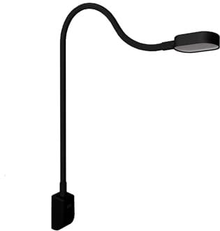 Kalb I Ilios LED-Bettleuchte/Leseleuchte mit USB-C, Wand- und Winkelmontage, Flexibler Arm, dimmbar, warmweiß 3000k (1er Set schwarz)