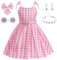 Btonai Costume rose pour fille - Robe à carreaux rose des années 70 et 80 - Tenue pastorale pour fête de Noël - 4 à 13 ans
