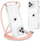 Yoedge Handykette für iPhone 14 Pro Hülle mit Band 6,1, Transparente Magnetisch Necklace Handyhülle Kompatibel mit MagSafe, Dünn Silikon TPU Stoßfest Schutzhülle mit Kordel zum Umhängen, Roségold