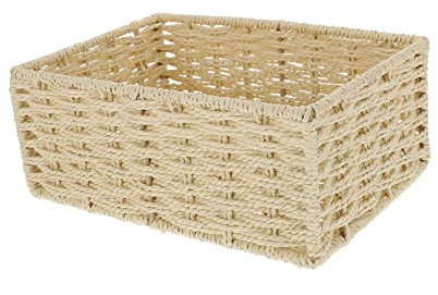 KOMBIUDA Aufbewahrungskiste geflochtene Körbe zur Aufbewahrung rustikaler Korb aufbwahrungsbox bewahrungsbox Vorratsbehälter Lagerregale Organizer für Kleinigkeiten auf dem Tisch Papierseil