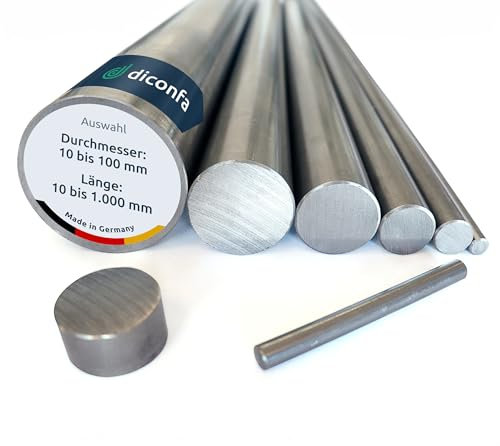 diconfa acier rond S355 J2+C - Ø 25mm x 1000mm - diamètre 10 à 100mm - longueur 10 à 1000mm - étiré acier clair h9 | ST 52 K - 1.0570 | arbre acier de construction tige d'acier axe boulon