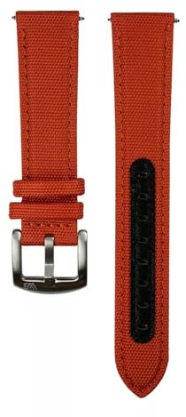 WB Original Premium Segeltuch-Uhrenarmband | Orange - 22 mm - Schließe: Silber Gebürstet | Cordura, Leder | Ersatz-Armband