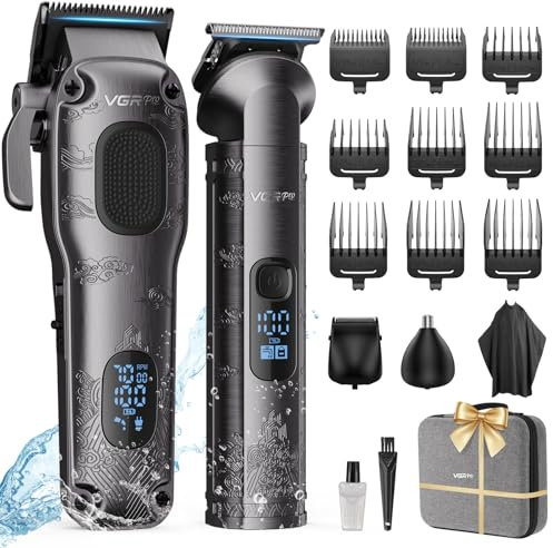 Vgrpro Haarschneidemaschine für Männer Professionell, Kabellose Haarschneidemaschine zum Haareschneider, Herren Haarschneider und Trimmer Set, Elektrischer Haartrimmer für Männer mit Paket Box(Gray)