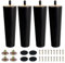 KINDPMA 4PCS Solid Wood Furniture Legs 20cm Wooden Sofa Legs Chair Legs Table Leg Black Furniture Replacement Feet with Mounting Plates Screws Non-Slip Mat for Chair Bed Couch Table TV Cabinet