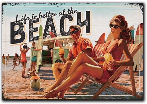 LANOLU Kühlschrankmagnete lustig- Life is Better at The Beach - lustige Magnete mit Sprüchen und witzigen Motiven 8x5,5cm