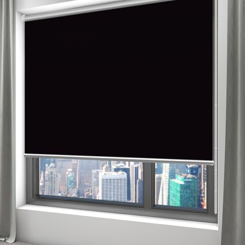 Verdunkelungsrollo für Fenster nach Maß 95 x 155 cm, Einfache Montage ohne Bohren, Thermorollo Verdunkelung für Bürofenster und Türen, nach Maß mit Beschlägen, 100% Lichtblockierung