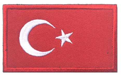 GreatRise 2 Stück Türkei Flagge Patch Militär Abzeichen, 8 × 5cm Hook and Loop Europa Flaggen Gestickt Abzeichen Bunt Selbstklebender Patch für Kleidung Rucksack Uniformen Weste Jacke