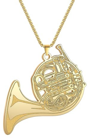 GZHENGZG Herren Halskette, Damen Schmuck Waldhorn Anhänger Halskette Detailliertes Waldhorn Für den Musiker Ornament für Frauen Männer Geschenk