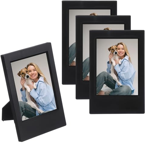 sourcing map 4pcs Mini Picture Frames, 2.4 x 3.6 Inch Rectangular Film Photo Frame, Small Instant Film Photo Frame Holder for Tabletop Picture Display, Black