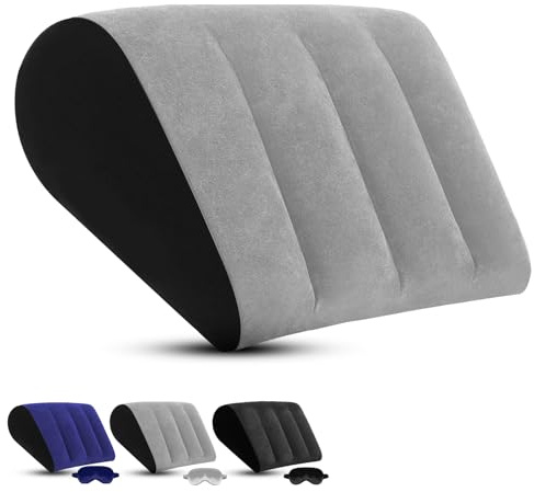 Tragbares Keilkissen Aufblasbar - Keilförmiges Kissen zur Druckentlastung von Taille und Rücken, Anti-Schnarchen, Reflux Kissen, Sufblasbar Rückenkissen, Minimalistisches Yoga-Kissen (Grau)