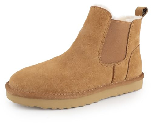 riemot Botas Mujer Invierno Botines Chelsea Piel Ante Cuero LegíTimo Forro Peludo Interior Botas Nieve Mujer CáLidas Adecuado Para DíA Lluvioso Nieve Zapatos Invierno, 36-42 EU