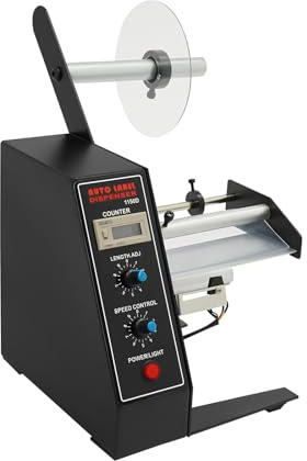 KAUITOPU Automatischer Etikettenspender Tischgerät aus Metall – Für Papieretiketten, Einstellbare Geschwindigkeit & Länge, Präzises Abziehen mit Zählerfunktion