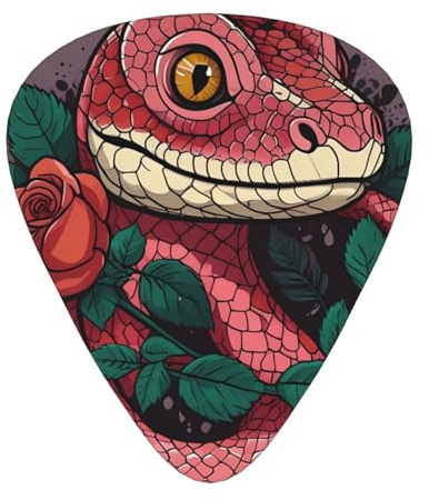 line rose snakeGuitar Picks, 12 Stück Pattern Set, Drei Verschiedene Stärken für Akustische E-Gitarre und Andere Instrumente