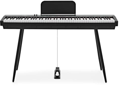 Keynote Compact Digital Stage Piano mit Bluetooth, schwarz | 88 vollständig gewichtete Hammermechanik-Tasten, abnehmbare Beine für Bühne oder Zuhause, 30 DREAM-Motor-Presets