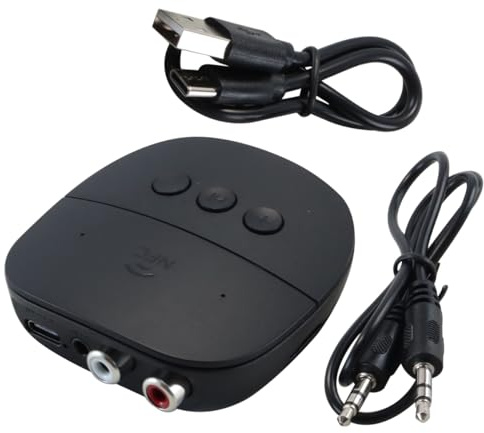 Ubric Receptor Bluetooth 5.2 con Puerto Auxiliar de 3,5 mm, Adaptador de Audio Bluetooth 5.2 para estéreo, Altavoz, Amplificador, Radio de Coche y Auriculares con funcionalidad NFC.