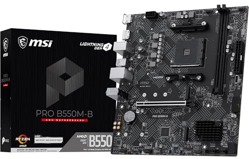MSI Scheda madre PRO B550M-B, mATX - Supporta processori desktop AMD Ryzen 5000/5000 G-Series, 4000 G-Series, 3000/3000 G-Series, AM4 - DDR4 Memory Boost (fino a 4600+ MT/s OC), PCIe 4.0 x16, M.2 Gen4