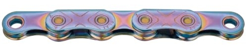 KMC X-Flat 12/13 Speed Waxed Flat Top Chain, 126 Link, Aurora Blue