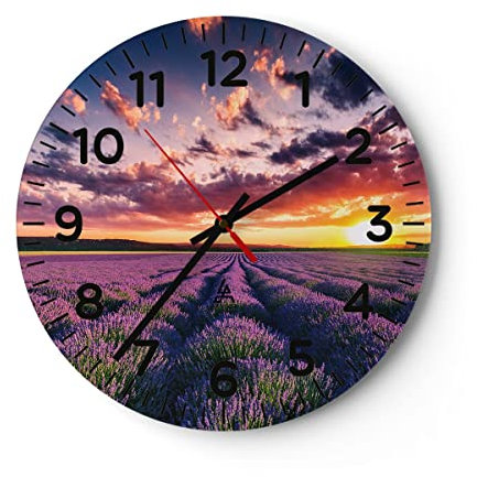 ARTTOR Moderne Glasuhr 40x40cm Rund Wanduhr Botanik Landschaften - 3816