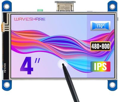Waveshare 4inch Resistive Touch Screen IPS LCD (Type H) 480x800 HDMI Interface Display No I/OS Required Designed for all Revision of Raspberry Pi