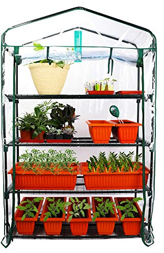 JonesHouseDeco Invernadero de 4 Tiers, 99 cm W x 48,3 cm D x 160 cm H Mini Invernadero, Port¨¢Til, para Uso en Interiores y Exteriores #G310A00