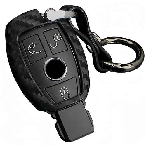 M.JVisun Doux Silicone Caoutchouc Clef Coque Porte-clés pour Mercedes-Benz A Classe B C E S G M V Classe CLA CLS GLA GLC GLE GLK GL GLS SL SLK SLC Viano Metris Clé de Voiture - Noir - Rond Porte-clé