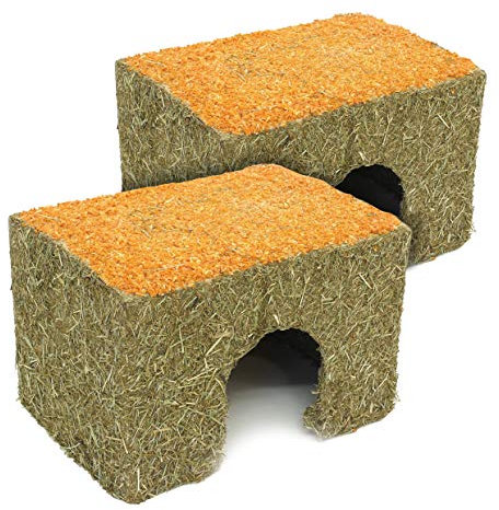Rosewood Naturals Medium Carrot Cottage for Small Animals - Edible Toy, Hay House, Den and Hideout for Guinea Pigs, Chinchillas, Rats and Degus (Pack of 2)