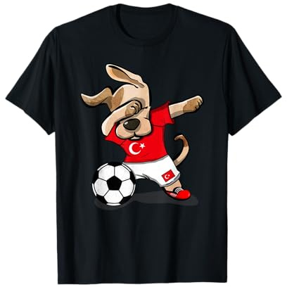 Dabbing Dog Turquie Football Drapeau Turc Football T-Shirt