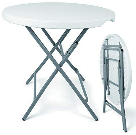 Enjoy Fit Klapptisch - weiß - rund - Gartentisch - Campingtisch-60 * 60 * 74
