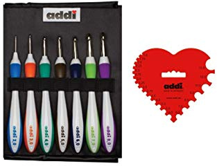 addi Häkelnadel Swing Standard Set Bundle mit 1 roten Häkelnadellehre