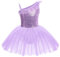 IWEMEK Robe de Ballet pour Enfant - sans Manches - À Volants - À Paillettes - pour Ballet - pour Danse - 3 à 10 Ans, Violet, 5-6 Ans
