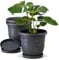 Blumentopf 3er Set 40 cm Durchmesser Anthrazit runder Pflanzkübel mit Untersetzer aus Kunststoff witterungsbeständiger Übertopf großer Pflanztopf Kräutertopf für Innen und Außen