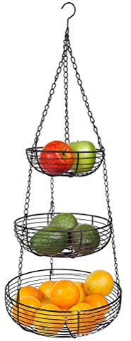 Miokycl Frutero colgante de frutas para colgar – 3 pisos de metal, cesta de frutas para verduras, cesta colgante de cocina