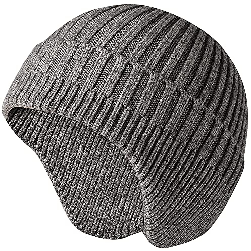 JFAN Wintermütze mit Ohrenklappen Wollmütze Kopfwärmer Beanies für Damen und Herren Outdoor Grau Einheitsgröße