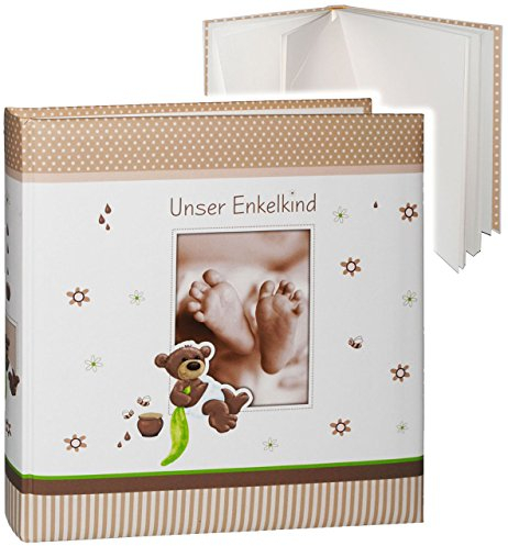 alles-meine.de GmbH großes Fotoalbum - Unser Enkelkind__ süßer Teddybär & Babyfüße__ Album - Gebunden zum Einkleben & Eintragen - blanko weiß - groß 60 Seiten - für bis zu ..