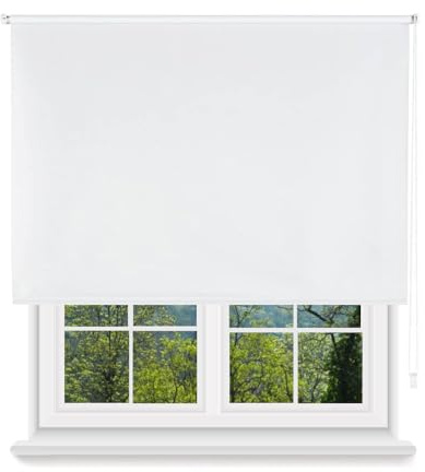 MERCURY TEXTIL- Estor Enrollable Opaco, Blackout (Blanco, 120x180cm) | Fácil de Instalar, Protección de Pantalla para Ventanas, Cierra el Paso de la luz