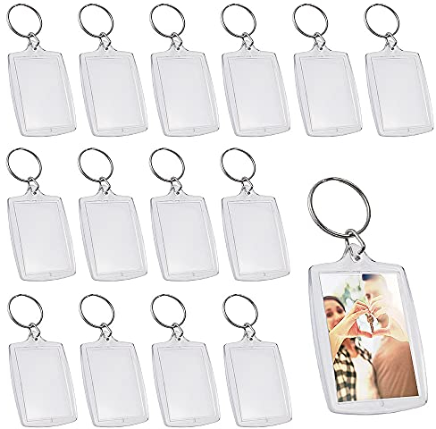 ZDNT 25 Stück Schlüsselanhänger Foto Acryl Klar Foto Schlüsselanhänger Abnehmebare Schlüsselanhänger,Spaltschlüsselringe mit Gliederkette Schlüsselanhänger Personalisiert für DIY Schlüssel Geschenke
