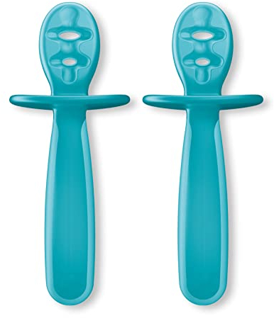 Tigex Cuillères bébé | +6 mois | Cuillères d’apprentissage souples | Bleu | Lot de 2