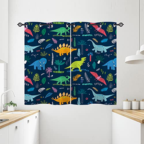 ANHOPE Cartoon Tier Dinosaurier Blickdichte Gardinen mit Ösen Thermo Vorhänge Kinder Jungen Mädchen Vorhang Blackout Curtain Wohnzimmer Schlafzimmer Verdunklungsvorhänge 2er Set H 137 x B 71 cm