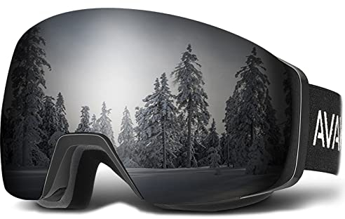 AVAWAY Skibrille Snowboard Brille für Brillenträger Herren Damen Erwachsene Magnet-Wechselsystem OTG UV-Schutz Kompatibler Helm Anti Fog Skibrillen Sphärisch Verspiegelt