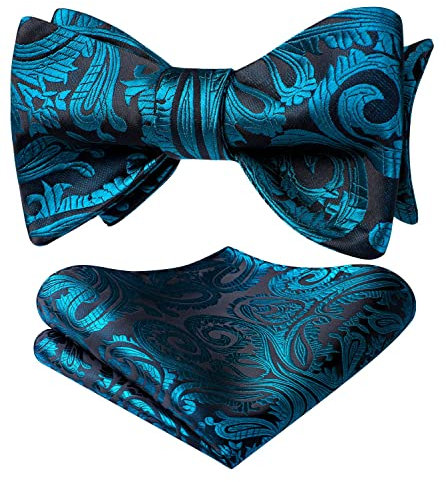 HISDERN Herren Fliege Paisley Fliege und Einstecktuch Set für Herren Smoking Grün