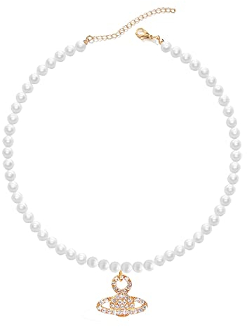 MAKOBLESSMOMO Perlenkette für Frauen und Mädchen, Diamant-Perlen-Strass-Schlüsselbeinkette, Geburtstags-Jubiläums-Schmuckgeschenk