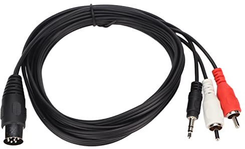 Vikye Cavo DIN da 8 Pin a 3,5 Mm 2 RCA, Spina Maschio DIN a 8 Pin a Cavo Adattatore AUX Stereo TRS Maschio da 2 RCA / 3,5 Mm per Subwoofer Ricevitore Amplificatore, 5,9 Piedi