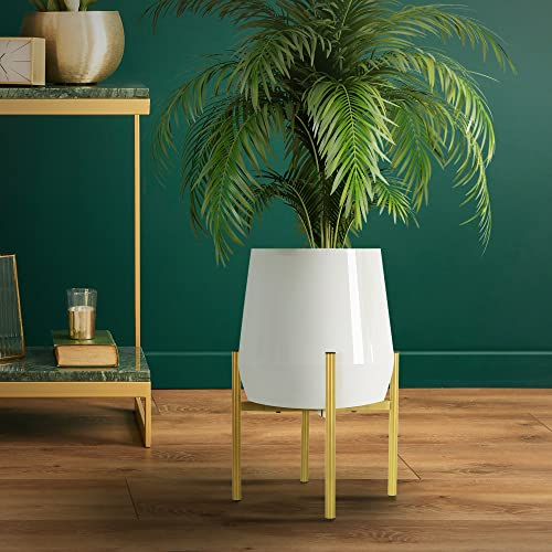 ML-Design Supporto per Piante Fiori Portavasi Regolabile 18-25 x 18-25 x 30 cm in Metallo Oro Robusto e Resistente alle Intemperie Piedistallo Decorativo Moderno Fioriera da Terra per Interni/Esterni