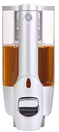 Seifenspender Wandbefestigung, 350ML Pumpspender, Desinfektionsmittelspender Klein Spülmittelspender für Badezimmer Dusche Arbeitsplatte (Silver,2)